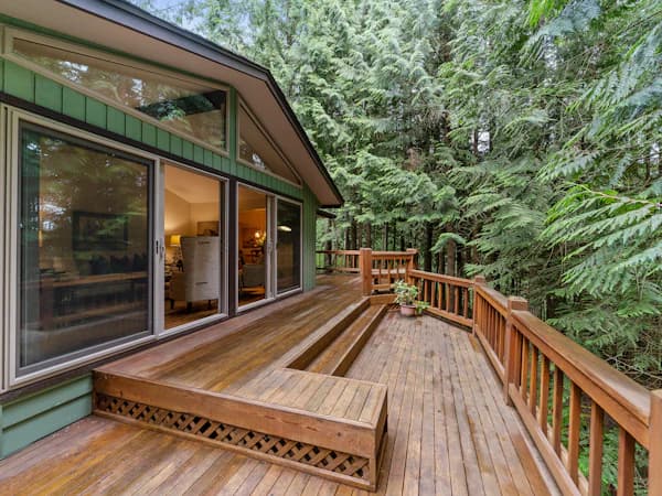 Natural western red cedar deck boards with visible grain
