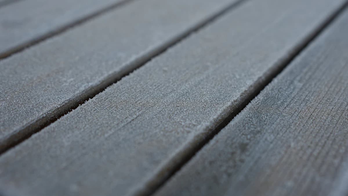 Close-up of composite decking board grain and color